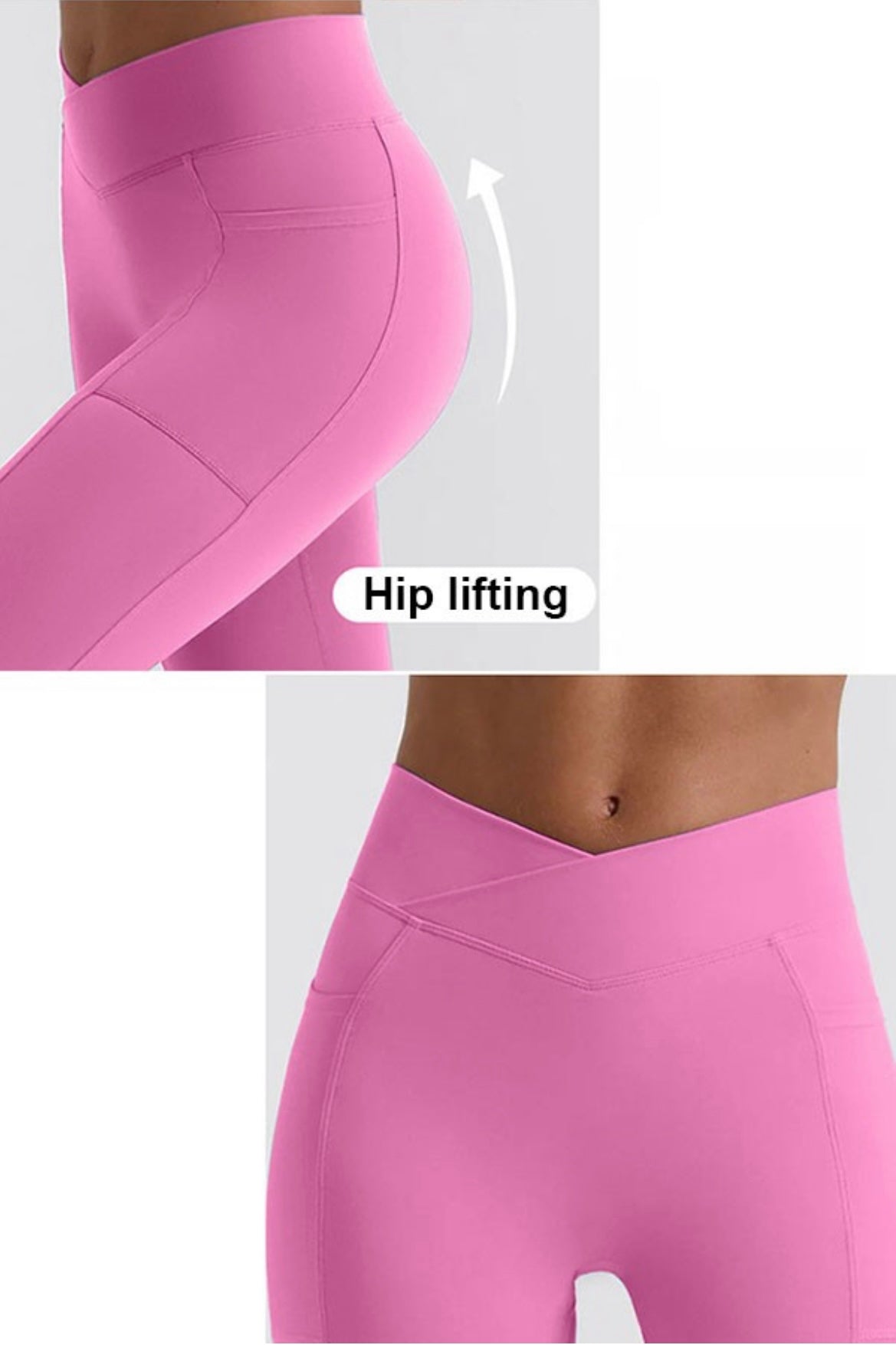 Lulu Cross Waist Leggings- Pink