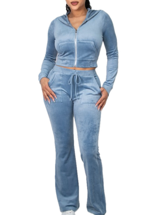 Velour Tracksuit- Ice Blue